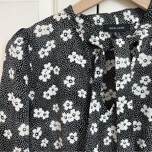 New Look Floral Tie Neck Dress Size 2